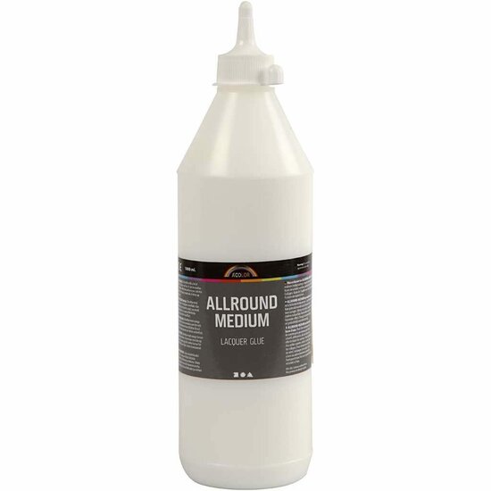 Allround Medium - Lijmlak – Knutsellijm – Lijm Op Waterbasis -Verfmedium – Creatieve Lijm - Transparante Lijm – 1000 ml