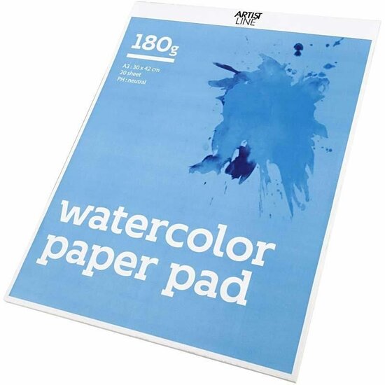 Aquarelblok - Aquarelpapier - Lichte Structuur - Wit - A3 - Waterverf Papier - 180 grams - Kwaliteitspapier - Perfect voor Aquarelverf - 29,7x42cm - 20 vellen