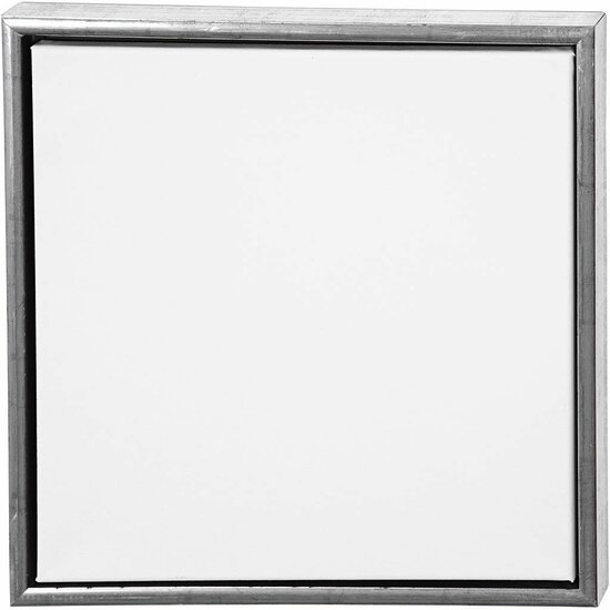 Canvas Gespannen Met Antiek Zilveren Lijst - Vierkant Schilderdoek - Gespannen Canvas - Canvasdoek - Wit Schildercanvas - Verfdoek - Schilderpaneel - D: 3cm - 44 x 44 cm - 1 Stuk