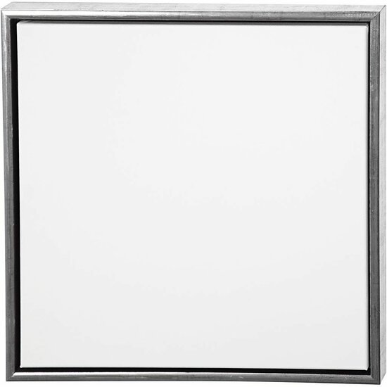 Canvas Gespannen Met Antiek Zilveren Lijst - Vierkant Schilderdoek - Gespannen Canvas - Canvasdoek - Wit Schildercanvas - Verfdoek - Schilderpaneel - D: 3cm - 54 x 54 cm - 1 Stuk