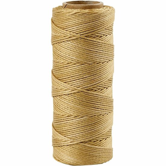 Bamboekoord - Goud Gedraaid Macramé Touw - 100% Bamboe - DIY Knutselkoord Voor Handwerk & Hobbyprojecten - Geschikt Voor Decoratie & Sieraden - Dikte 1 mm - Lengte 65 Meter - 1 Rol