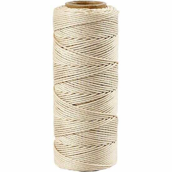 Bamboekoord - Bamboetouw - Off-White - Gedraaid Koord - 100% Bamboe - Milieuvriendelijk & Sterk - Knutselaccessoire - Dikte 1 mm - 65 mtr - 1 Rol