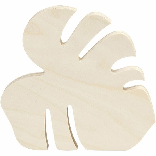 Houten Blad Decoratie - Monstera Blad - Lichtgewicht & Gedetailleerd - DIY & Kunstprojecten - Afmeting: H 24 cm - B 25 cm - 1 Stuk