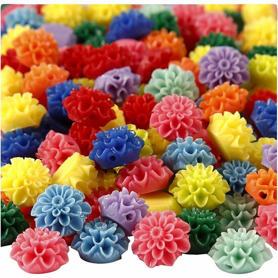 Bloemkralen - Harselementen - Diverse Kleuren - DIY Sieraden & Decoratie - Plat Met Gedetailleerde Afwerking - 15x8 mm - 300 ml - 250 Stuks