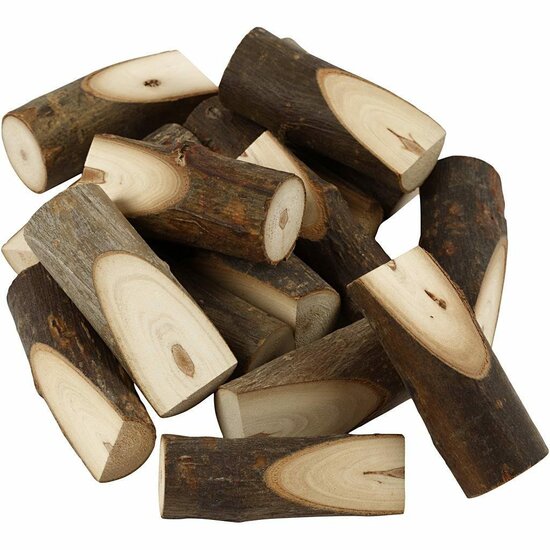 Kleine Boomstammetjes Hout - DIY Decoratie - Natuurlijke Hout Takjes - Boomstammen voor Knutselen Decoratie - H: 8 cm, d: 2,5-3,5 cm - 15 Stuks