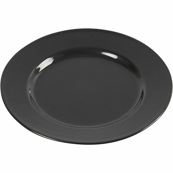 Zwarte Keramische Bordjes - Glanzend Keramiek Servies - Ronde Eetborden - Moderne Zwarte Borden Set - Tafelservies Keramiek - Diameter 19 cm - 6 Stuks