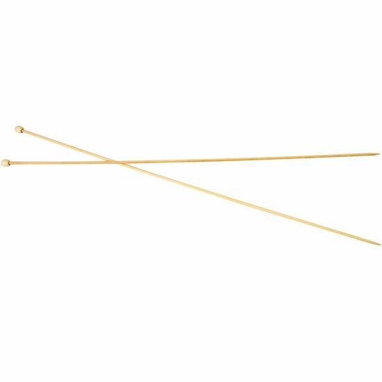 Breinaalden - Bamboe Breinaalden - Houten Breinaalden - Lange Breinaalden Met Knop - 2,5mm - 35cm - 1 Paar