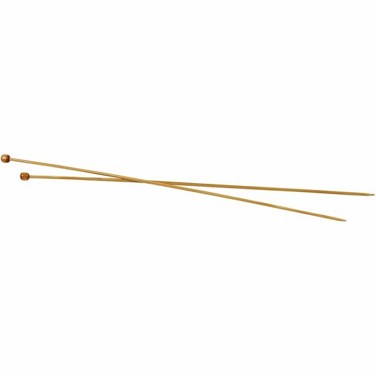 Breinaalden - Bamboe Breinaalden - Houten Breinaalden - Lange Breinaalden Met Knop - 3 mm - 35cm - 1 Paar