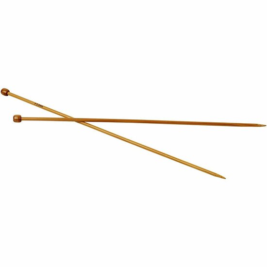 Breinaalden - Bamboe Breinaalden - Houten Breinaalden - Lange Breinaalden Met Knop - 5 mm - 35cm - 1 Paar