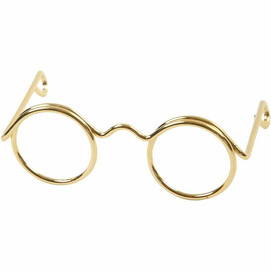 Kleine Gouden Brilletjes - Metalen Mini Brillen voor Poppen - Poppen Accessoires Brillen - Miniatuur Goud Brilletjes - DIY Poppen Versiering - 35 mm - 10 Stuks