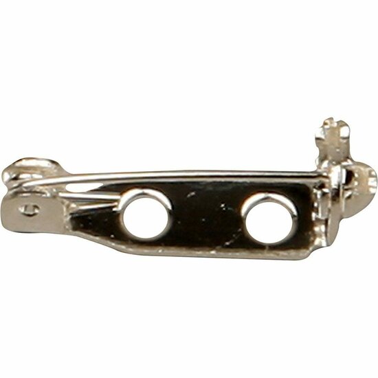 Brochespeld - Verzilverd - DIY Brochesluiting Voor Kleding, Sieraden & Textielprojecten - Handige Bevestiging Voor Knutselen - Lengte: 15 mm - 2 Gaten Voor Montage - Set van 100 Stuks