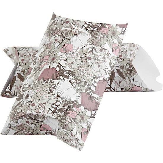 Cadeaudoosje - Bruin Kartonnen Geschenkdoosje - DIY Cadeauverpakking Met Bloemmotief - Perfect Voor Feestelijke Verpakkingen & Decoratie - Hoogwaardige Kwaliteit - Set Van 3, Formaat 18x15x6 cm, 300 g