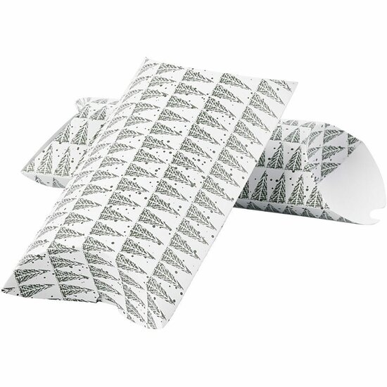 Cadeaudoosje - Groen Geschenkdoosje - Denneboom Design - Luxe DIY Cadeauverpakking - Kartonnen Geschenkverpakking - Perfect Voor Feestdagen & Gelegenheden - Formaat 18x15x6 cm - 300 gr - Set van 3 Stu