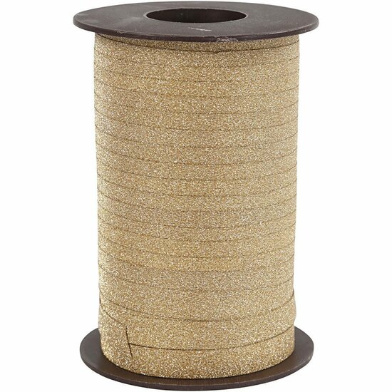 Cadeaulint - Goud Lint - Glitter Lint - Geschenkverpakkingslint - Striklint - Krullint - Sierlint - Inpaklint - Cadeaudecoratie - Breedte: 10 mm - Lengte: 100 mtr