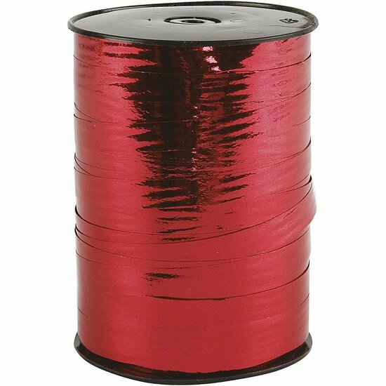 Cadeaulint - Rood Lint - Glimmend Metallic - Geschenkverpakkingslint - Striklint - Krullint - Sierlint - Inpaklint - Cadeaudecoratie - Breedte: 10 mm - Lengte: 250 mtr