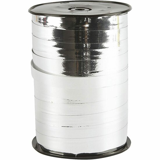 Cadeaulint Zilver Metallic - Glanzend Krullint - Luxe Sierlint Voor DIY Geschenkverpakking & Feestdecoratie - Extra Sterk Cadeaulint Voor Strikken & Versiering - Breedte 10 mm - Lengte 250 m - 1 Rol