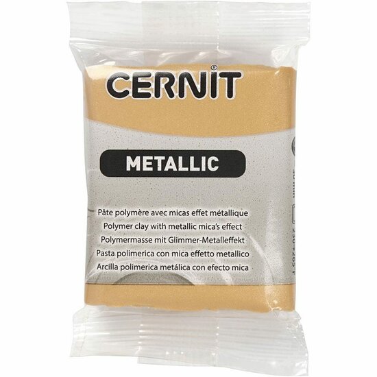 Cernit Boetseerklei - Modellering Klei - Kneedbare Klei - Ovenhardende Klei - Zelfhardende Klei - Porseleinlook - Luchtdrogende Klei - Goud Metallic (050) - 56 Gram