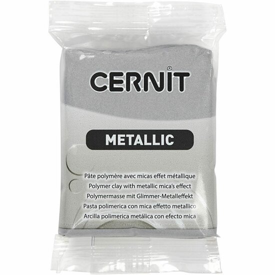 Cernit Boetseerklei - Modellering Klei - Kneedbare Klei - Ovenhardende Klei - Zelfhardende Klei - Porseleinlook - Luchtdrogende Klei - Zilver Metallic (080) - 56 Gram
