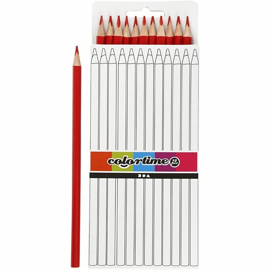 Kleurpotloden - Rood - Tekenpotloden - Rood Kleurpotlood - Hobby Tekenmaterialen - DIY Kleurset - L 17 cm - Vulling 3 mm - 12 Stuk