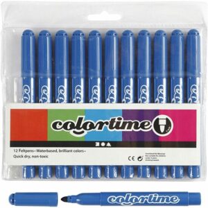 Stiften Blauw - Azure Blauwe Viltstiften - Kleurstiften - Tekenstiften - Stiften Met Dikke Punt - Waterbasis - Zeer Intense Kleuren - Lijndikte 5mm - 12 stuks
