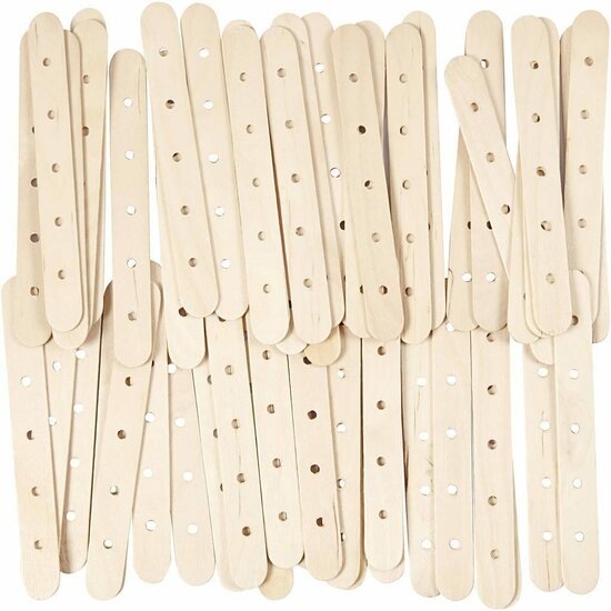 Constructiestokjes - Multifunctionele Houten Stokjes - Houtbewerking - Creatieve DIY Projecten - Hobby Handwerken - Afmetingen L 15 cm - B 1,8 cm - Gatgrootte 4 mm - Set van 500 Stuks