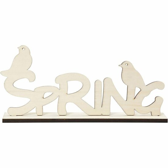 Decoratiewoord Spring - Houten Decoratiewoord - DIY Houten Tekstdecoratie - Knutselen Met Houten Woorden - Houten Woord Spring 29cm