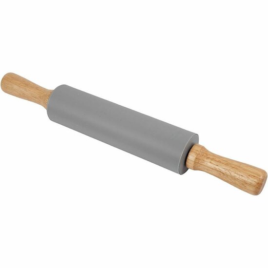 Deegroller - Siliconen Deegroller - Bakgereedschap - Houten Handvat - Keukenhulpmiddel - Hobby & Bakken - 1 Stuk