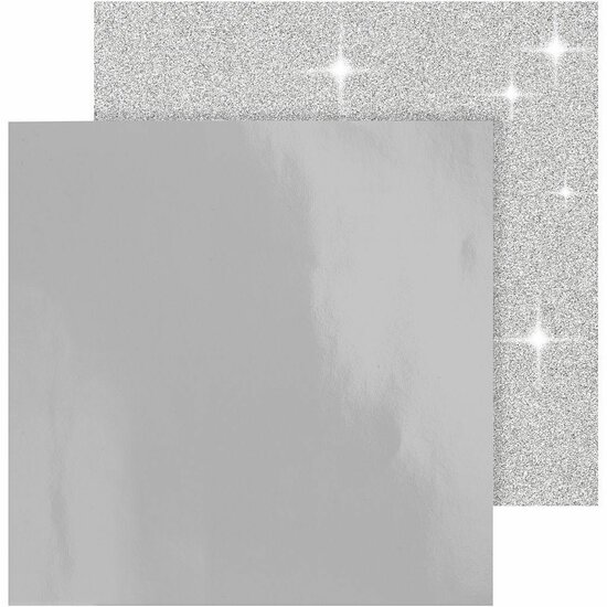 Vivi Gade Designpapier - Glitter en Lak - Grijs - 30,5 cm - 2 Stuks - Voor Kaarten en Creatieve Projecten