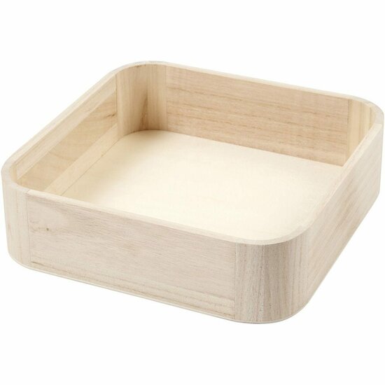 Houten Dienblad - Vierkant Dienblad - DIY Tafeldecoratie - Luxe Houten Plateau - Theeserver Dienblad - Zelf Beschilderen - H 7 cm - 25x25 cm - 1 Stuk