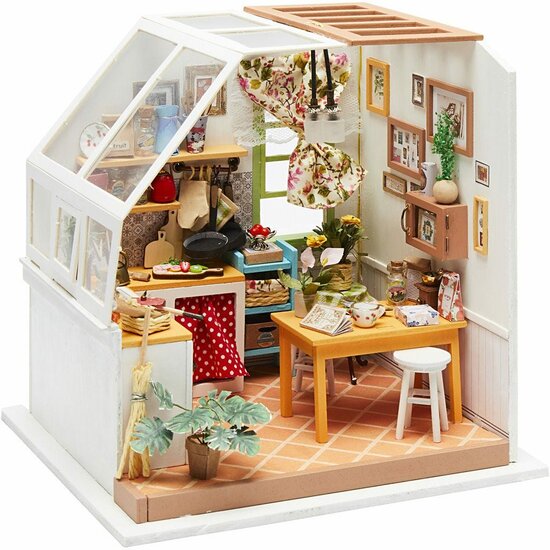 DIY Miniatuur Kamer - Houten Miniatuur Keuken - Poppenhuis Miniaturen - Doe Het Zelf Keukenset - H 18,7 cm - B 19 cm - 1 Stuk