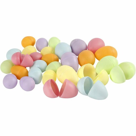 Plastic Tweedelige Eieren Pastel, DIY Eitjes Set – Lente Decor Eieren in Pastelkleuren, 720 Stuks, 4,5+6 cm