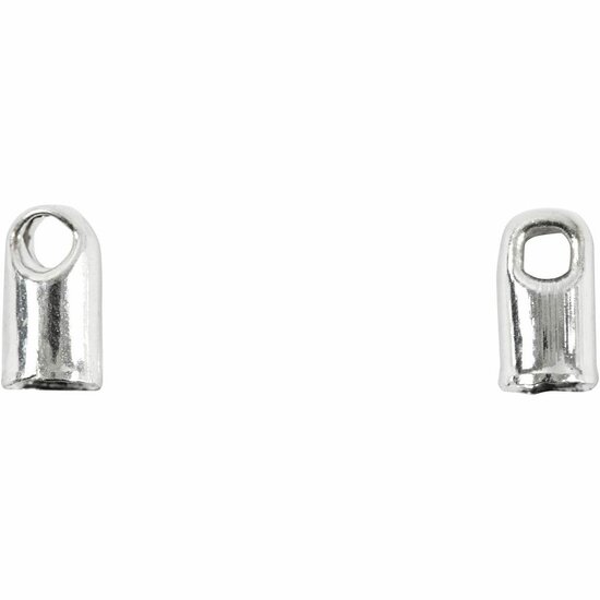 Eindkap Verzilverd - Sieraden Eindkapjes - DIY Kralen Rijgen - Kralen Afwerking - Sieraden Sluiting - Goudsmid Accessoires - Eindkap Met Oog - D 3,2 mm - 100 Stuks