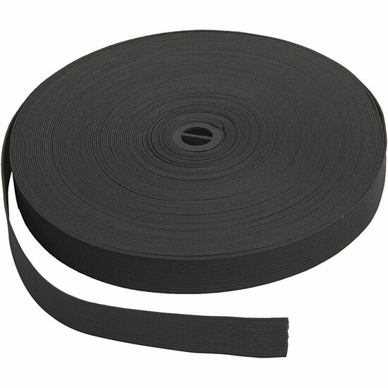 Elastisch Koord - Transparant Nylon Draad - Rekbaar Koord - DIY Koord - Elastisch Draad - Rekbaar Hobbydraad - Handwerk & Sieraden Maken - Brede Zwarte Band - 20mm Dikte - 25m - 1 Rol