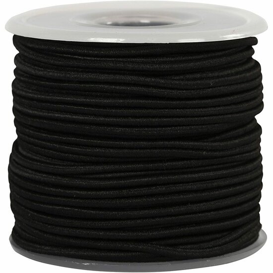 Elastisch Koord - Transparant Nylon Draad - Rekbaar Koord - DIY Koord - Elastisch Draad - Rekbaar Hobbydraad - Handwerk & Sieraden Maken - Zwart Elastisch Draad - 2mm Dikte - 25m - 1 Rol