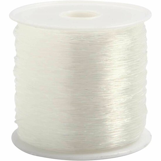 Elastisch Koord - Transparant Nylon Draad - Rekbaar Koord - DIY Koord - Elastisch Draad - Rekbaar Hobbydraad - Handwerk & Sieraden Maken - Rond Elastiek - 0,5mm Dikte - 100m - 1 Rol