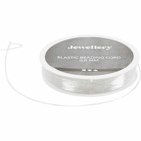 Elastisch Koord - Transparant Nylon Draad - Rekbaar Koord - DIY Koord - Elastisch Draad - Rekbaar Hobbydraad - Handwerk & Sieraden Maken - Rond Elastiek - 0,8mm Dikte - 10m - 1 Rol
