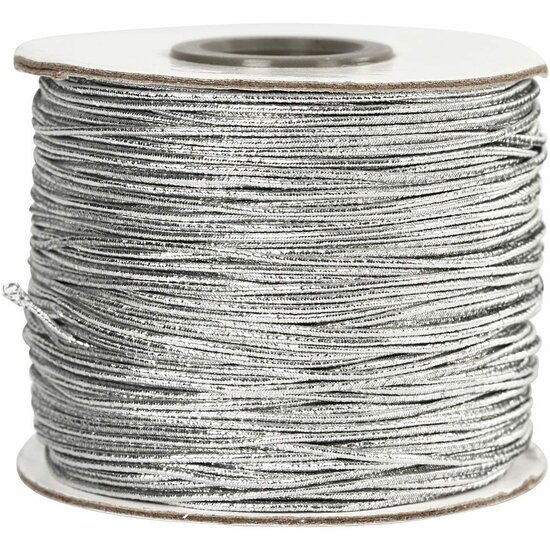 Elastisch Koord - Transparant Nylon Draad - Rekbaar Koord - DIY Koord - Elastisch Draad - Rekbaar Hobbydraad - Handwerk & Sieraden Maken - Metallic Zilver Rond Elastiek - 1mm Dikte - 100m - 1 Rol