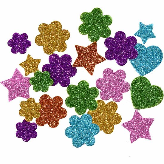 EVA Foam Figuren - Knutselfoam - Foam Stickers - Gekleurde EVA Foam Figuren - Zelfklevend & Glitter - 19+29 mm - 800 Stuks