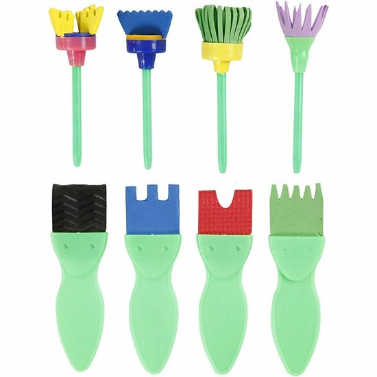 Schuimpenselen - Foam Penselen - Diverse Kleuren - Schilderpenselen - Lengte 11-13cm - Breedte 30-45mm - Set van 24 Stuks
