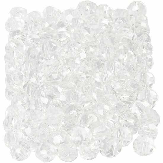 Facet Kralen – Transparante Kralen – Kristallen Kralen – Doorzichtige Kralen – DIY Sieraden – Geslepen Kralen – Hobby Kralen – Kralen Voor Sieraden Maken – 3x4mm – Transparant – 100 Stuks