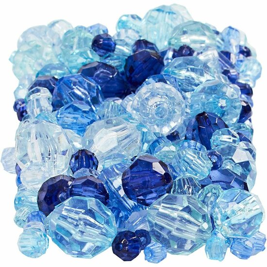 Facet Kralen – Blauwe Kralen – Kristallen Kralen – Doorzichtige Kralen – DIY Sieraden – Geslepen Kralen – Hobby Kralen – Kralen Voor Sieraden Maken – 4–12mm – Blauw – 250 Gram