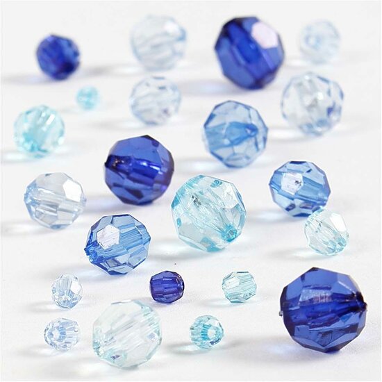 Facet Kralen – Blauw Harmonie Kralen – Kristallen Kralen – Doorzichtige Kralen – DIY Sieraden – Geslepen Kralen – Hobby Kralen – Kralen Voor Sieraden Maken – 4–12mm – Blauw – 45 Gram