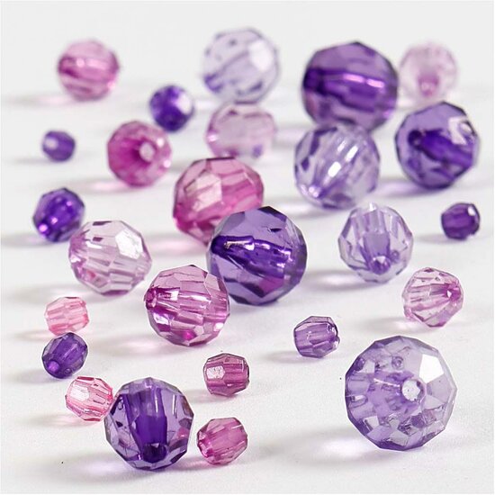 Facet Kralen – Paarse Kralen – Kristallen Kralen – Doorzichtige Kralen – DIY Sieraden – Geslepen Kralen – Hobby Kralen – Kralen Voor Sieraden Maken – 4–12mm – Paars – 45 Gram
