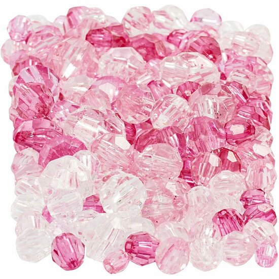 Facet Kralen – Roze Kralen – Kristallen Kralen – Doorzichtige Kralen – DIY Sieraden – Geslepen Kralen – Hobby Kralen – Kralen Voor Sieraden Maken – 4–12mm – Pink – 250 Gram