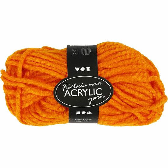 Acrylgaren - Fantasia Garen - Neon Oranje Garen - Breigaren - Haakgaren - Handwerk Garen - Knutselgaren - Hoogwaardig 2-Draads 100% Acryl garen - Naald nr. 9 - 35 Mtr - 50 Gram - 1 Bol