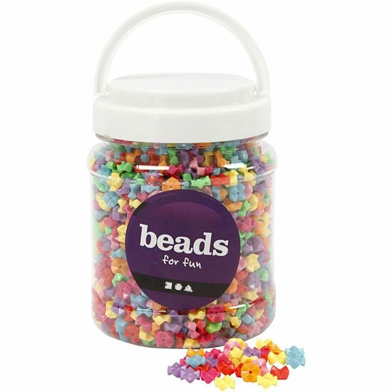 Figurenmix Kralen - Plastic Kralen Set - DIY Sieraden Maken, Knutselen & Hobby - Heldere Kleuren - 380g, 9,5 mm Diameter, 1,5 mm Gatgrootte, 700 ml