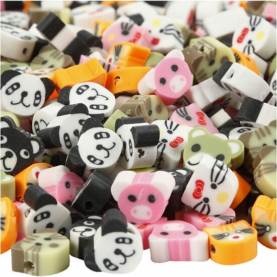 Figuurkralen Dieren - Platte Klei Kralen - DIY Sieraden & Knutselaccessoires - Luxe Handwerk Kralen - 200 Stuks, 10 mm, 1,5 mm Gatgrootte