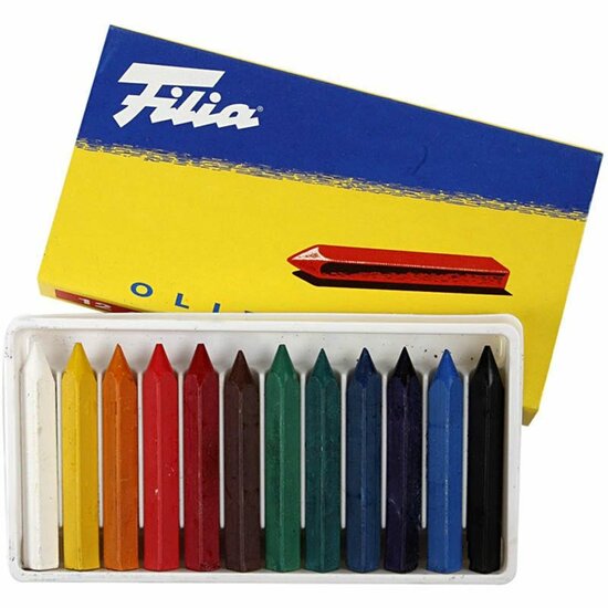 Oliekrijt - Verschillende Kleuren - Oliepastel - Oliekrijtjes - Waxpastels - Vette Krijtjes - Kleuren - Tekenen - Schilderen - Filia Oil Pastels- Goede Kwaliteit - Goede Lichtvastheid - 12 Stuks