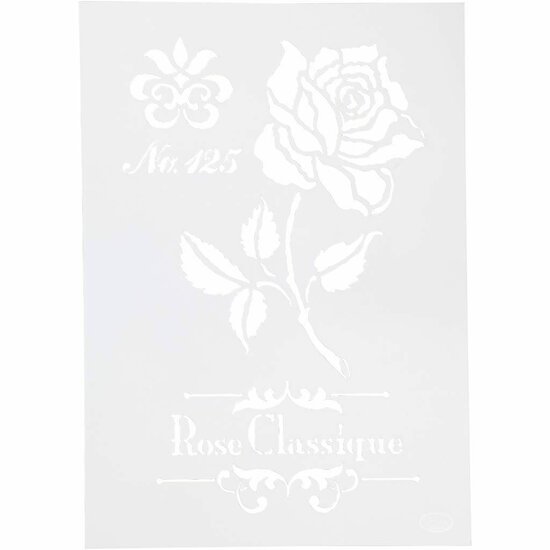 Flexibel Sjabloon Roos - Decoratief Knutselsjabloon - Voor Mixed Media, Verf & Tekenen - Ideaal voor DIY, Scrapbooking & Creatieve Projecten - A4 Formaat, 210x297 mm, 1 Stuk