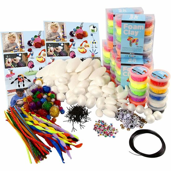 Klei - Klassenset Boetseerklei - Kinder Klei - Foam Clay - Lichtgewicht Klei - Air Dry Clay - Klei Met Styropor Balletjes - Zelfhardende Klei - 1 doos